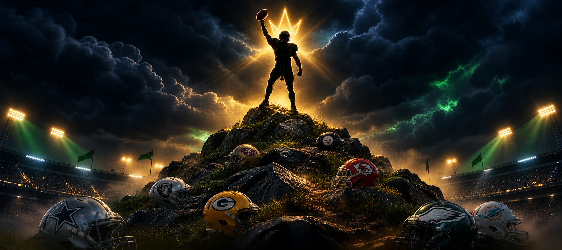 A lone football survivor standing as king of the hill